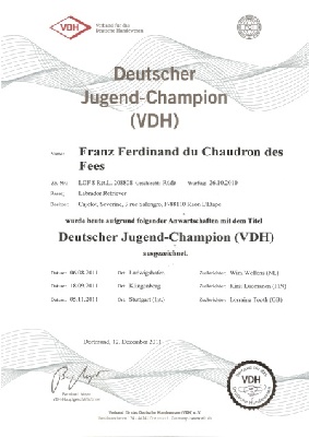 du Chaudron des Fées - Homologation du titre de champion jeune.